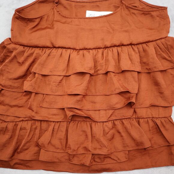 Who What Wear Shirt Womens S Orange Sleeveless Scoop Neck Layered Tank Top - Picture 7 of 11